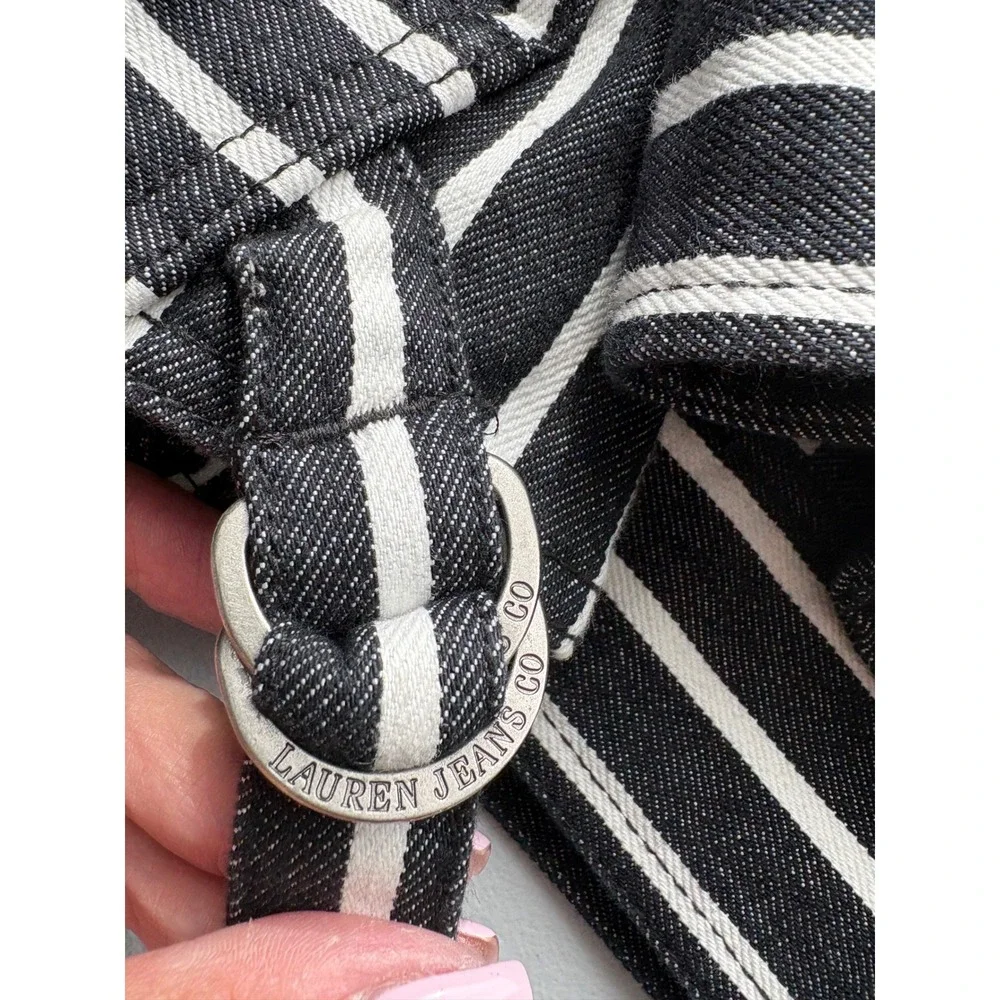 Lauren Ralph Lauren Striped Denim Shirt Jacket Black White 3X Plus Size - Picture 7 of 8